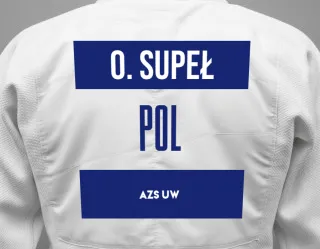 Judo GI with a backnumber showing the name Oliwia Supeł from AZS UW