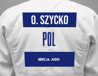 Judo GI with a backnumber showing the name Oliwia Szycko from Sekcja judo