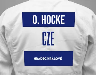 Judo GI with a backnumber showing the name Ond?ej Hocke from Hradec Králové
