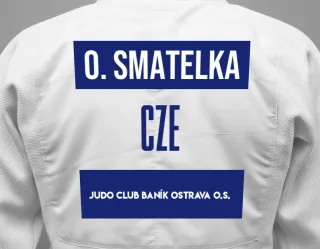 Judo GI with a backnumber showing the name Ondrej Smatelka from Judo Club Baník Ostrava o.s.