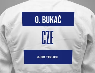 Judo GI with a backnumber showing the name Otakar Bukač from Judo Teplice