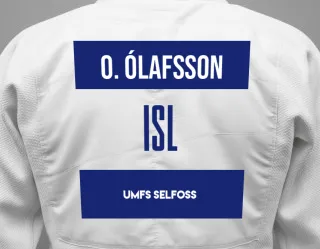 Judo GI with a backnumber showing the name Ottó Loki ólafsson from Umfs Selfoss