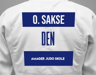 Judo GI with a backnumber showing the name Otto Sakse from Amager Judo Skole