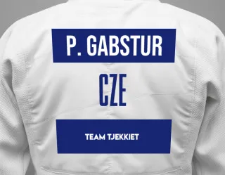 Judo GI with a backnumber showing the name Patrik Gabstur from Team Tjekkiet