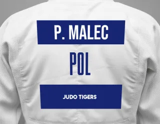 Judo GI with a backnumber showing the name Patryk Malec from Judo Tigers