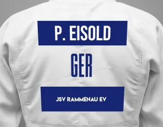 Judo GI with a backnumber showing the name Paul Eisold from JSV Rammenau eV