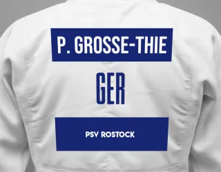 Judo GI with a backnumber showing the name Paul Grosse-Thie from PSV Rostock