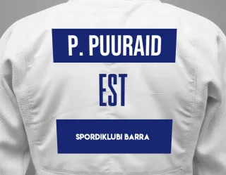 Judo GI with a backnumber showing the name Paul Puuraid from Spordiklubi Barra