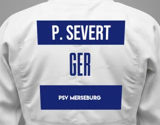 Judo GI with a backnumber showing the name Paul Severt from PSV Merseburg