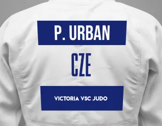 Judo GI with a backnumber showing the name Pavel Urban from Victoria VSC judo