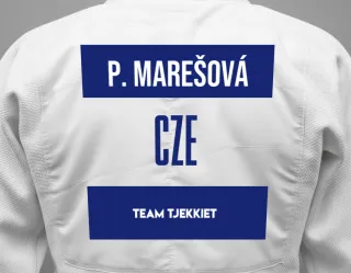 Judo GI with a backnumber showing the name Pavlína Marešová from Team Tjekkiet