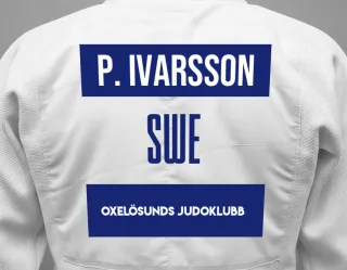 Judo GI with a backnumber showing the name Peter Ivarsson from Oxelösunds Judoklubb