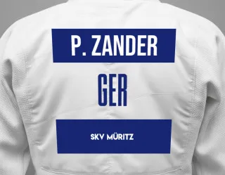 Judo GI with a backnumber showing the name Peter Zander from SKV Müritz