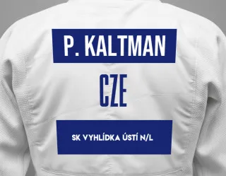 Judo GI with a backnumber showing the name Petr Kaltman from SK Vyhlídka Ústí n/L