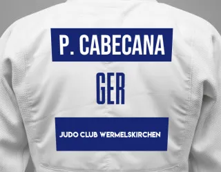 Judo GI with a backnumber showing the name Phil Cabecana from Judo Club Wermelskirchen