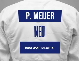 Judo GI with a backnumber showing the name Pim Meijer from Budo Sport Shizentai