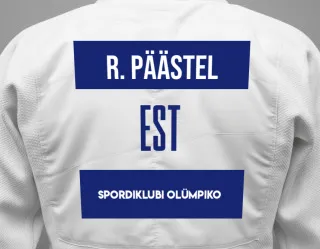 Judo GI with a backnumber showing the name Randel Päästel from Spordiklubi Olümpiko