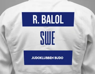 Judo GI with a backnumber showing the name Randip Singh Balol from Judoklubben Budo