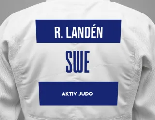 Judo GI with a backnumber showing the name Rebecca Landén from Aktiv Judo