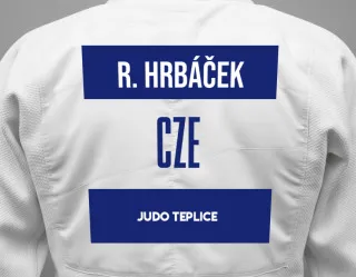 Judo GI with a backnumber showing the name Richard Hrbáček from Judo Teplice