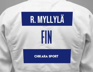 Judo GI with a backnumber showing the name Riina Myllylä from Chikara Sport
