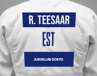 Judo GI with a backnumber showing the name Robert Teesaar from Judoklubi Dokyo