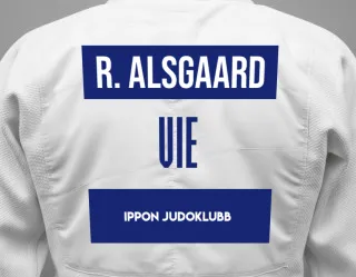 Judo GI with a backnumber showing the name Rosa Alsgaard from Ippon Judoklubb