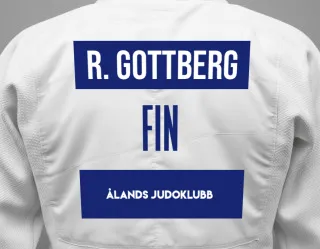 Judo GI with a backnumber showing the name Röskva Gottberg from Ålands Judoklubb