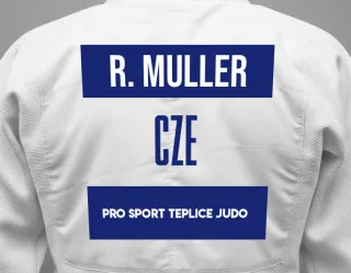 Judo GI with a backnumber showing the name Rudolf Muller from Pro Sport Teplice Judo