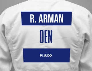 Judo GI with a backnumber showing the name Ryan Arman from PI Judo