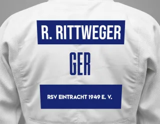 Judo GI with a backnumber showing the name Ryan Rittweger from RSV Eintracht 1949 e. V.