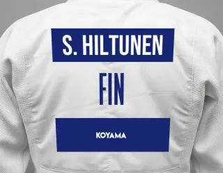 Judo GI with a backnumber showing the name Saana Hiltunen from Koyama