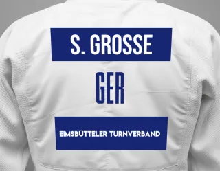 Judo GI with a backnumber showing the name Sabine Grosse from Eimsbütteler Turnverband