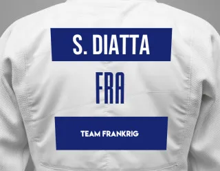 Judo GI with a backnumber showing the name Sadio Diatta from Team Frankrig