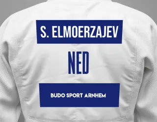 Judo GI with a backnumber showing the name Said-Emin Elmoerzajev from Budo Sport Arnhem