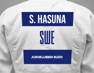 Judo GI with a backnumber showing the name Said Hasuna from Judoklubben Budo