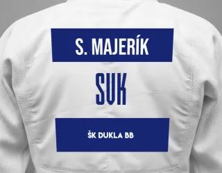 Judo GI with a backnumber showing the name Samuel Majerík from ŠK DUKLA BB
