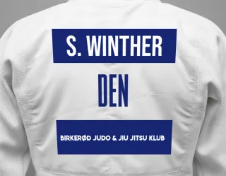 Judo GI with a backnumber showing the name Sebastian Winther from Birkerød Judo & Jiu Jitsu Klub