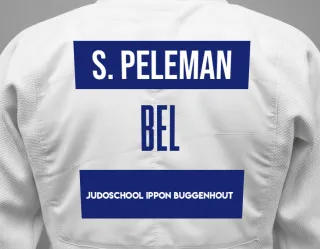 Judo GI with a backnumber showing the name Shaun Phenai Peleman from Judoschool Ippon Buggenhout
