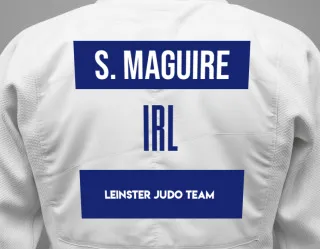 Judo GI with a backnumber showing the name Shona Maguire from Leinster Judo Team