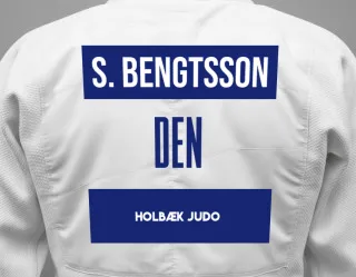 Judo GI with a backnumber showing the name Silas Bengtsson from Holbæk Judo