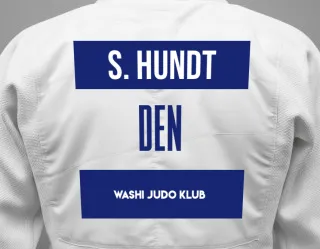 Judo GI with a backnumber showing the name Silas Hundt from Washi Judo Klub