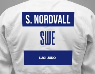 Judo GI with a backnumber showing the name Sofia Nordvall from Lugi Judo