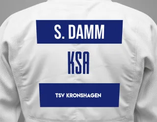 Judo GI with a backnumber showing the name Sophie Damm from TSV Kronshagen