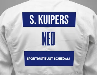 Judo GI with a backnumber showing the name Sophie Kuipers from Sportinstituut Schiedam