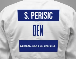Judo GI with a backnumber showing the name Stefan Perisic from Birkerød Judo & Jiu Jitsu Klub
