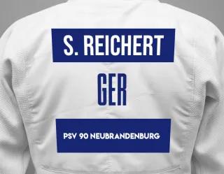 Judo GI with a backnumber showing the name Stefania Reichert from PSV 90 Neubrandenburg