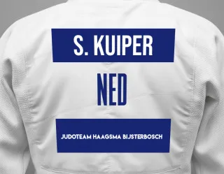 Judo GI with a backnumber showing the name Steven Kuiper from Judoteam Haagsma Bijsterbosch