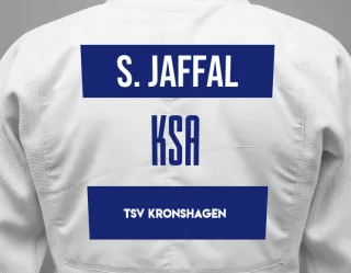 Judo GI with a backnumber showing the name Suzanna Jaffal from TSV Kronshagen