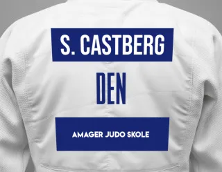 Judo GI with a backnumber showing the name Svend Castberg from Amager Judo Skole